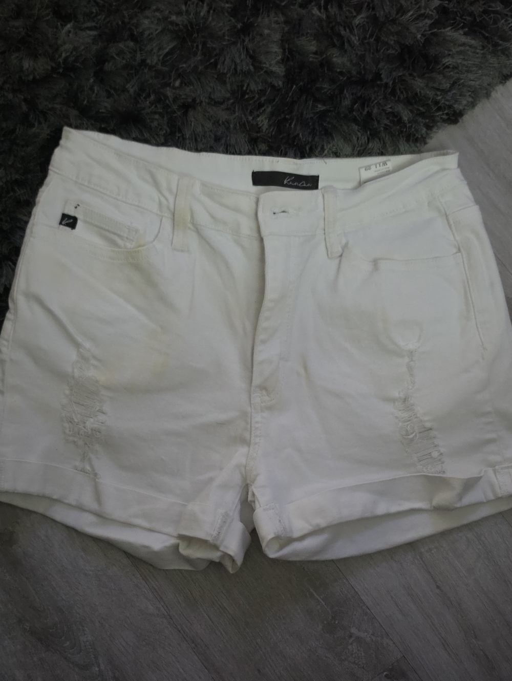 KanCan White Distressed Denim Shorts